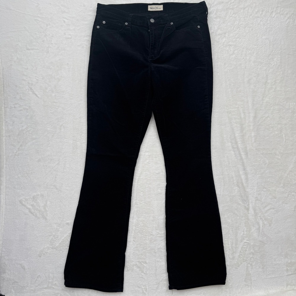 Gap‎ Corduroy Pants Womens 30L Black 1969 Baby Boot Mid Rise Stretch Trousers